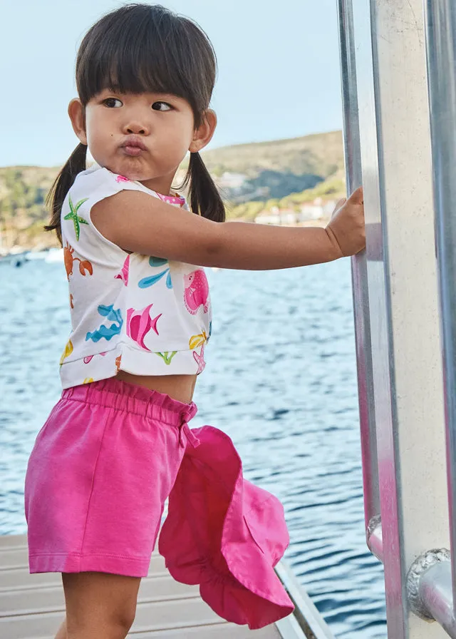 SS25 Mayoral Toddler Girls Fuchsia T-Shirt and Shorts Set