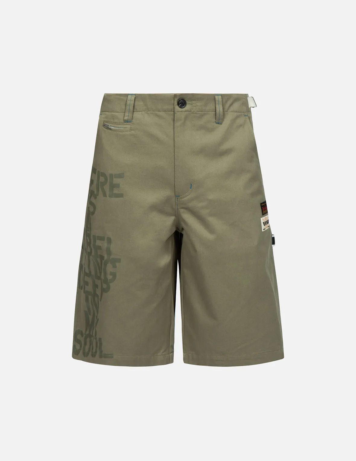 Stencil Slogan and Seagull Print Bermuda Pants