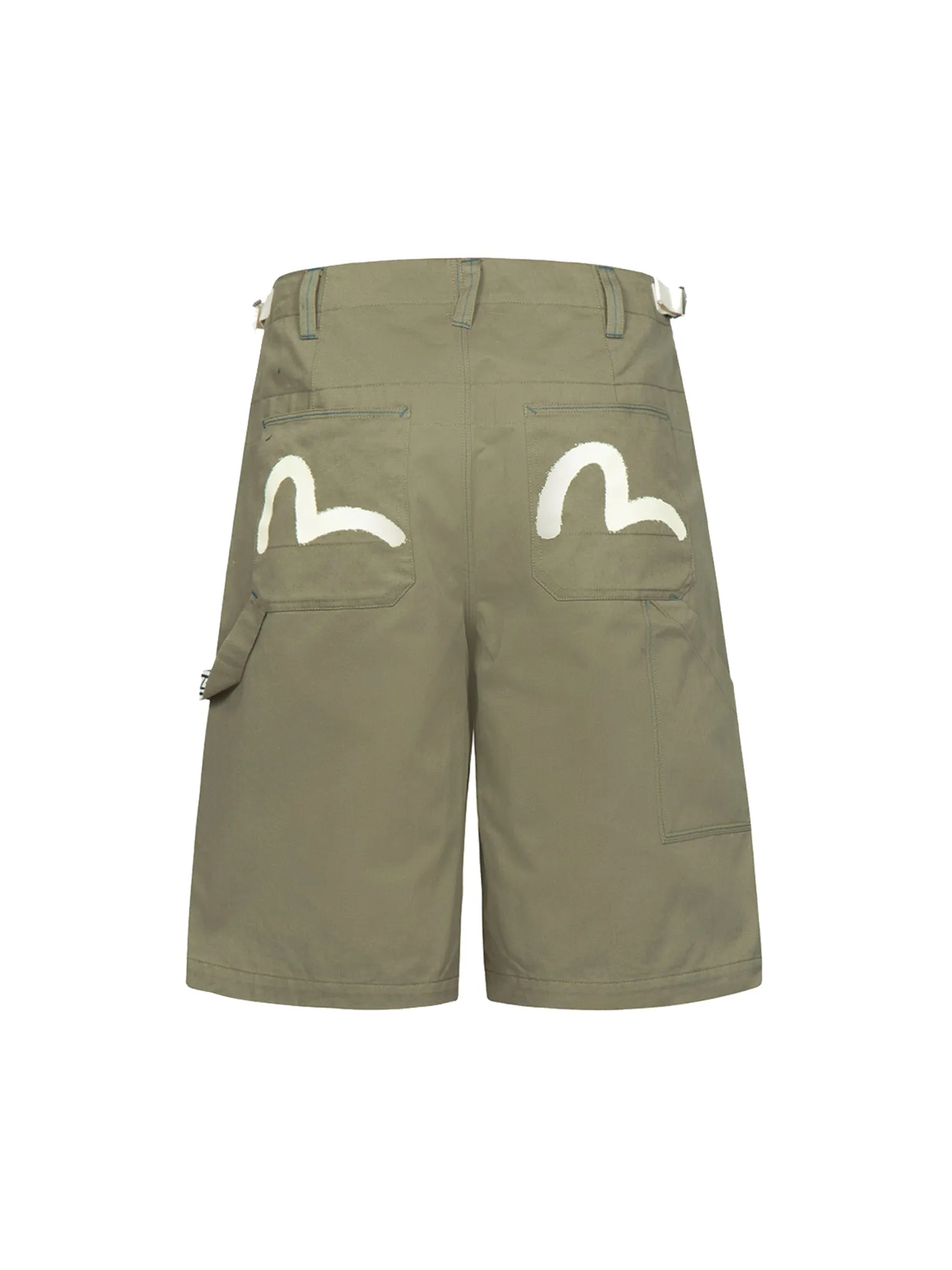 Stencil Slogan and Seagull Print Bermuda Pants