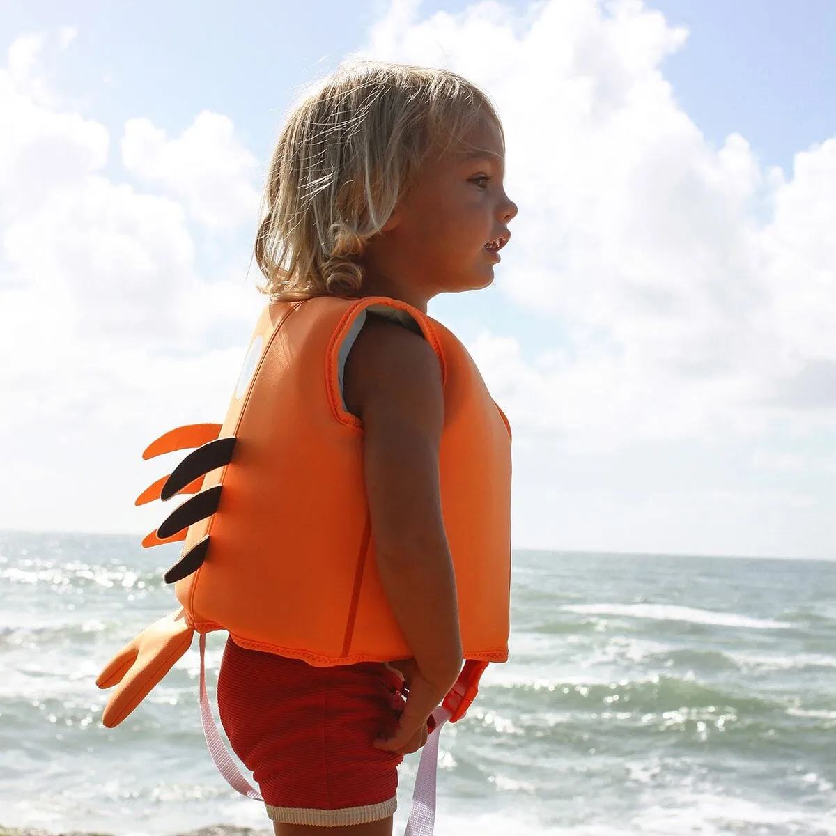 Swim Vest 3-6 Sonny the Sea Creature Neon Orange