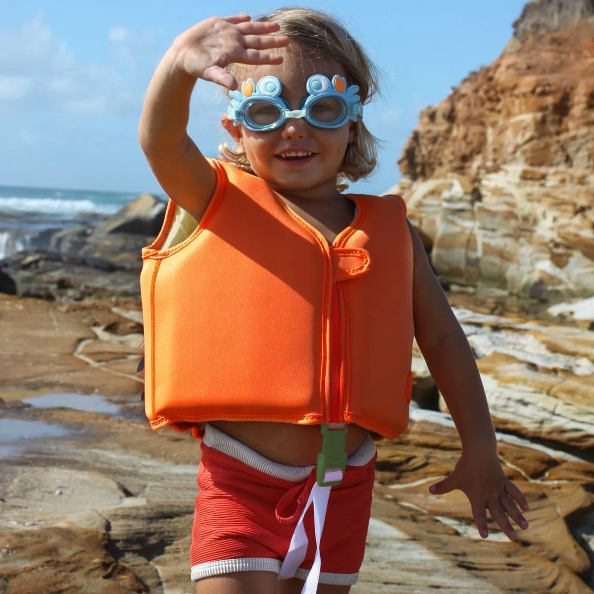 Swim Vest 3-6 Sonny the Sea Creature Neon Orange