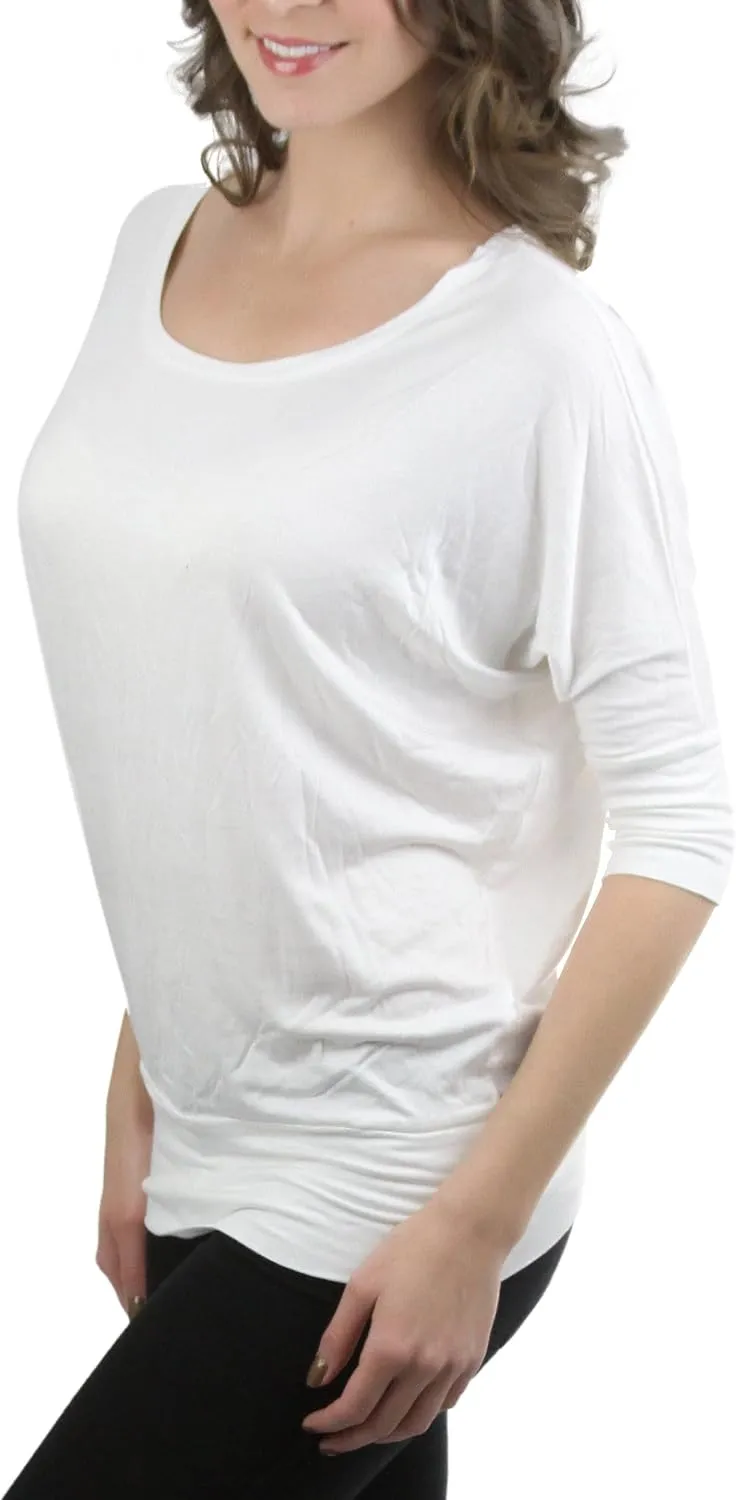 ToBeInStyle Women's Classic Boat Neck Dolman Style Tops