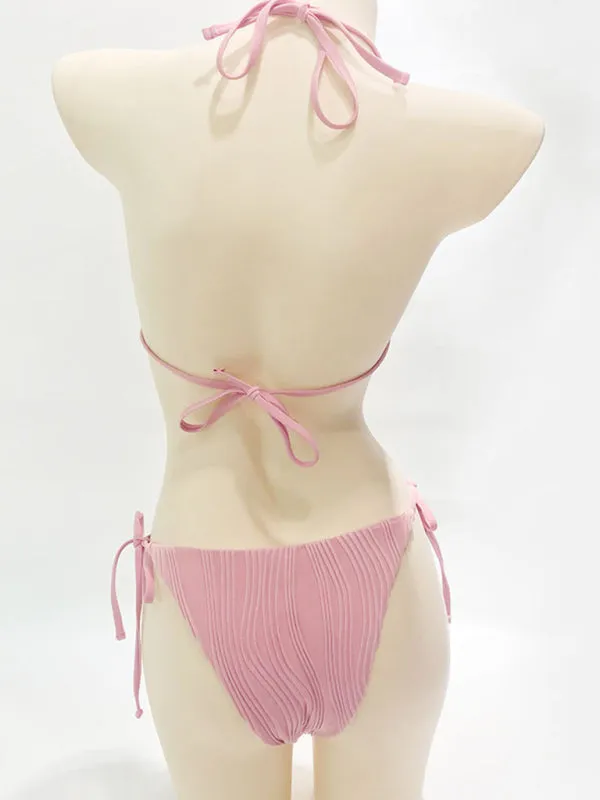 Two Piece Bikini Triangle Bra and Tie-Side Bottoms