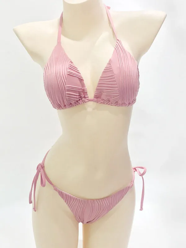 Two Piece Bikini Triangle Bra and Tie-Side Bottoms