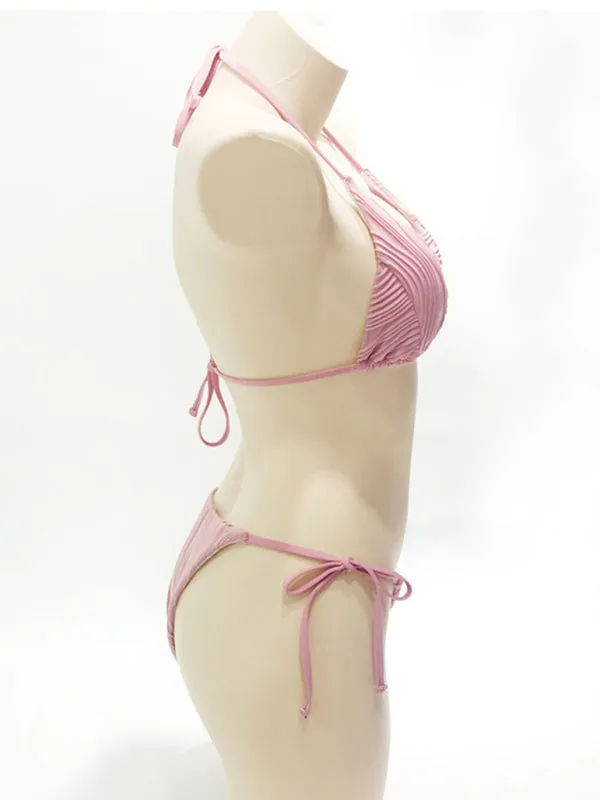 Two Piece Bikini Triangle Bra and Tie-Side Bottoms