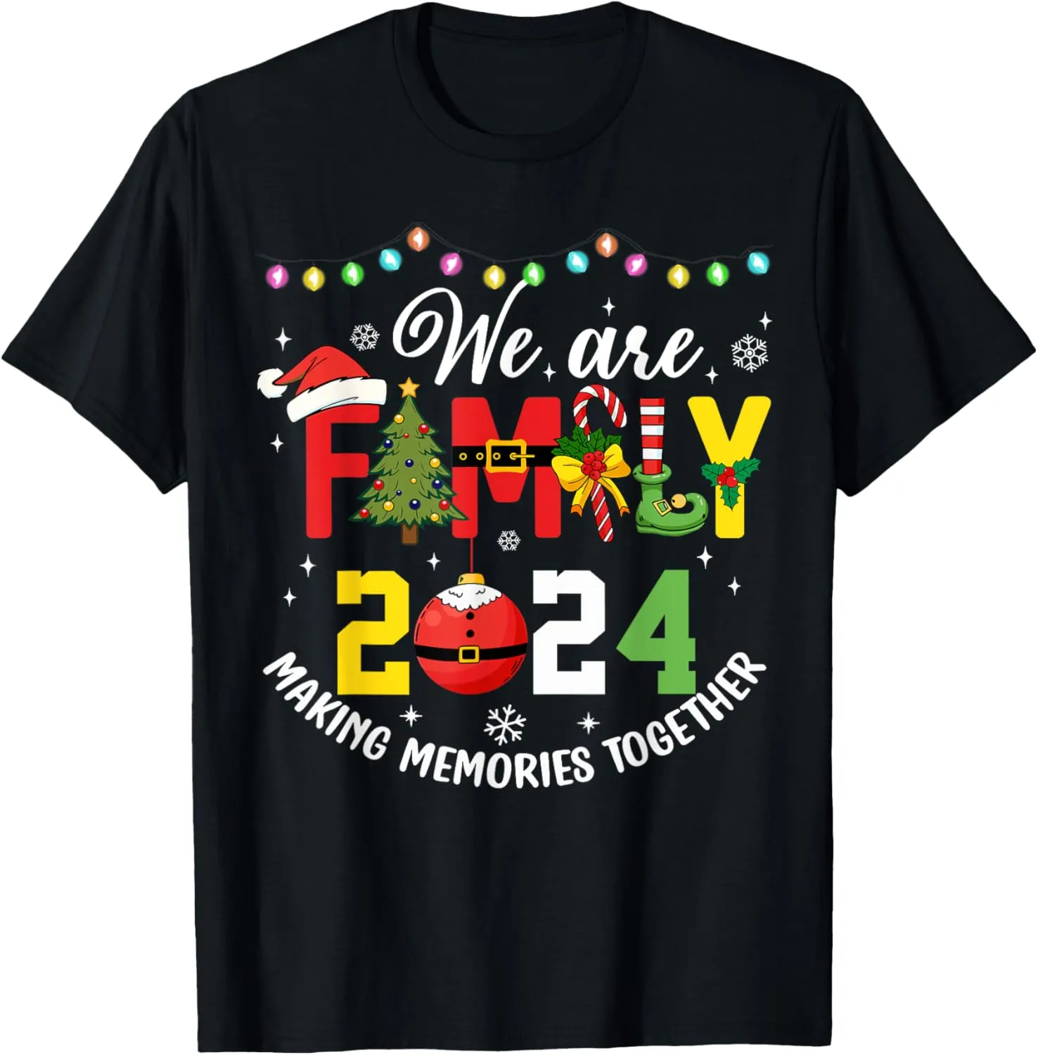 We Are Family Christmas 2024 Funny Xmas Matching Pajamas T-Shirt