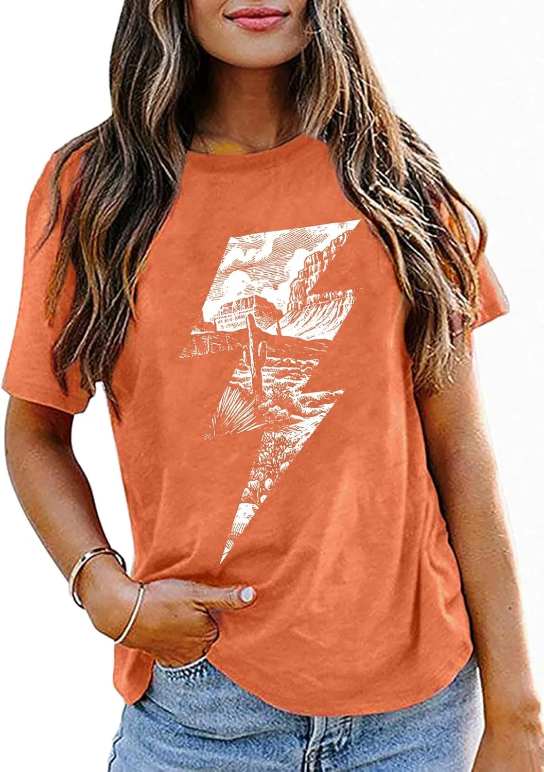 Western Cowgirl Shirt Women Trendy Vintage Rock and Roll T-Shirt Boho Desert Tee Tops