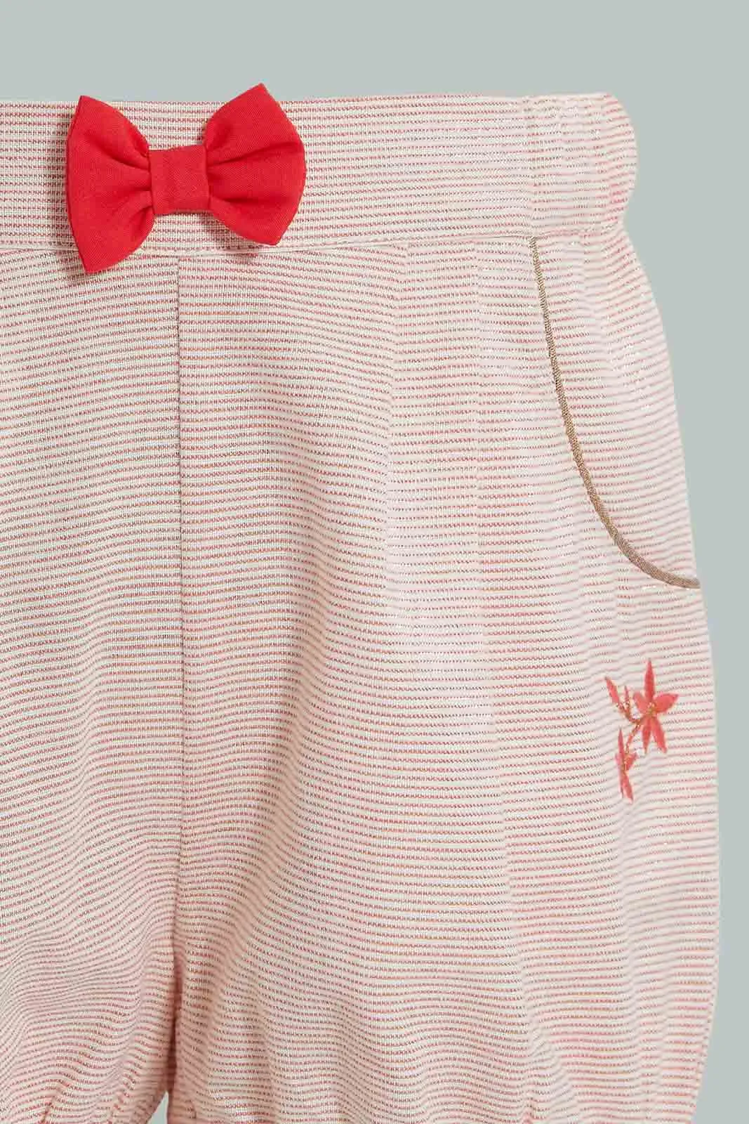 White And Red Casual Set For Baby Girls (2 Piece)