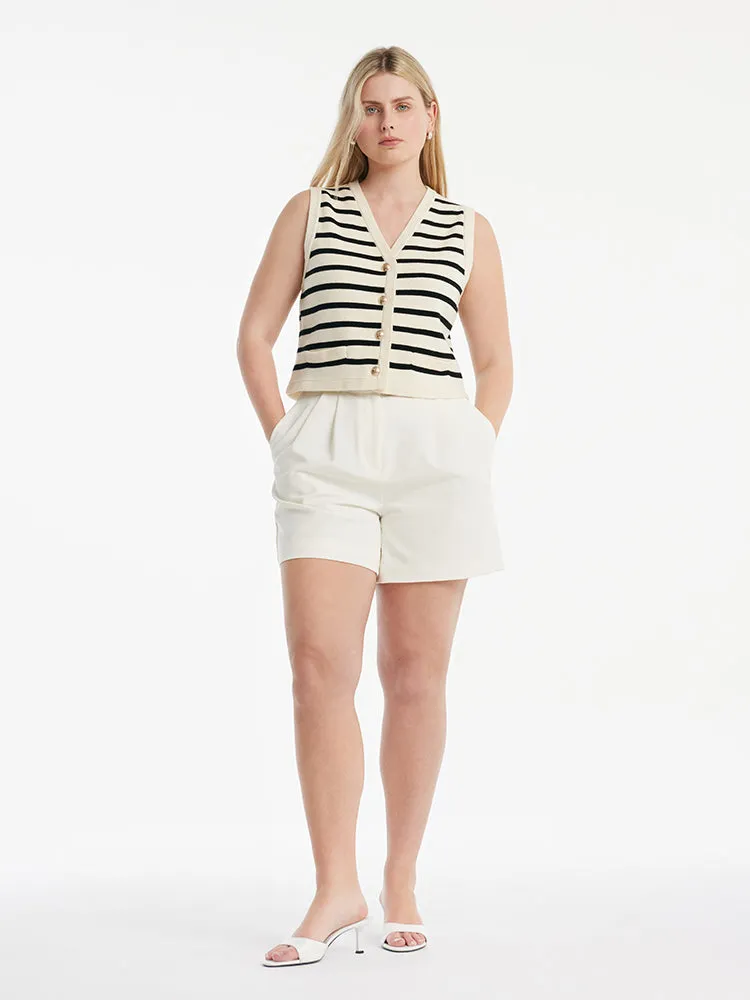 White Loose A-Line Shorts With Belt