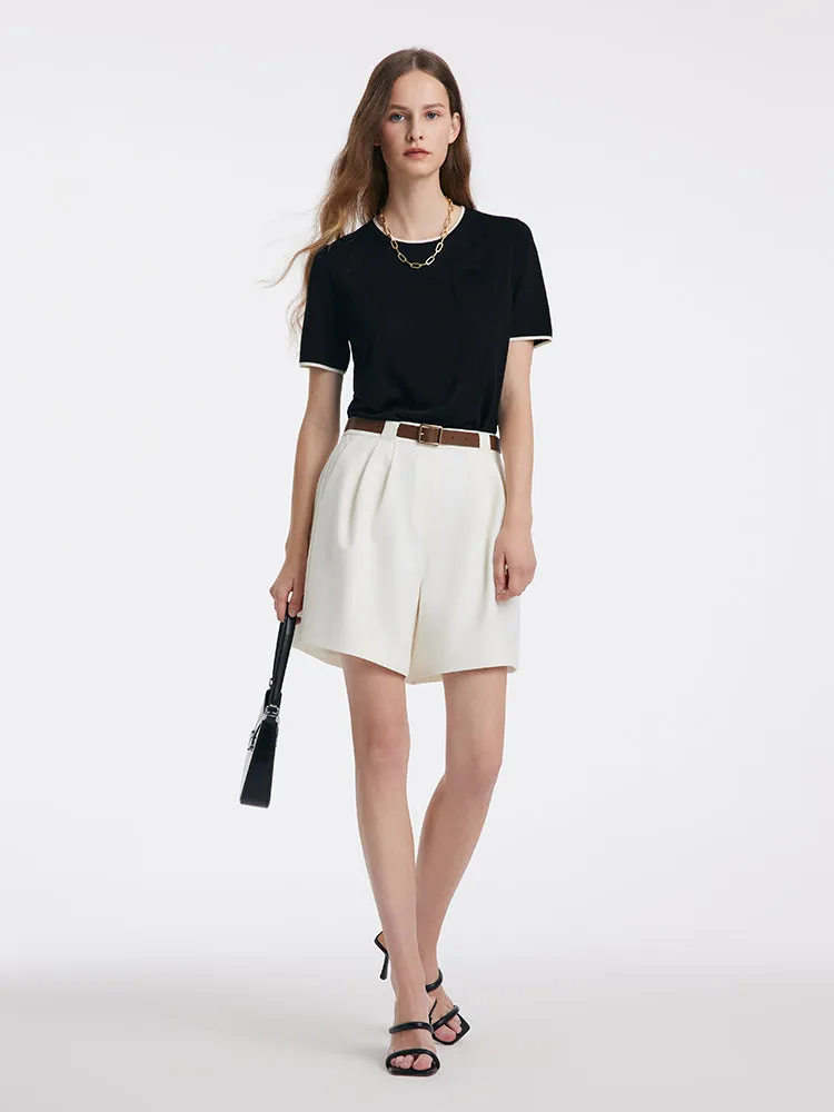 White Loose A-Line Shorts With Belt
