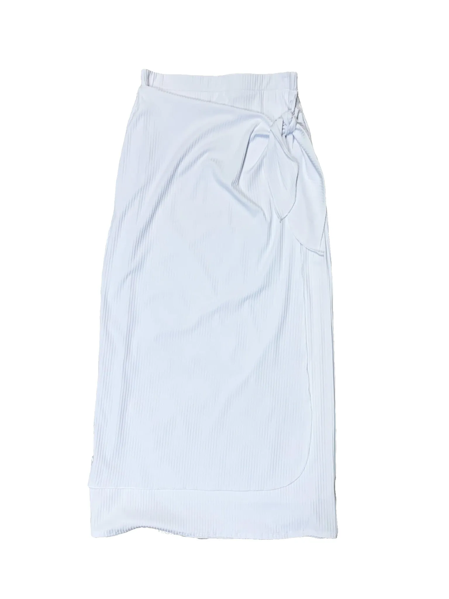 White Ribbed Maxi Swim Skirt