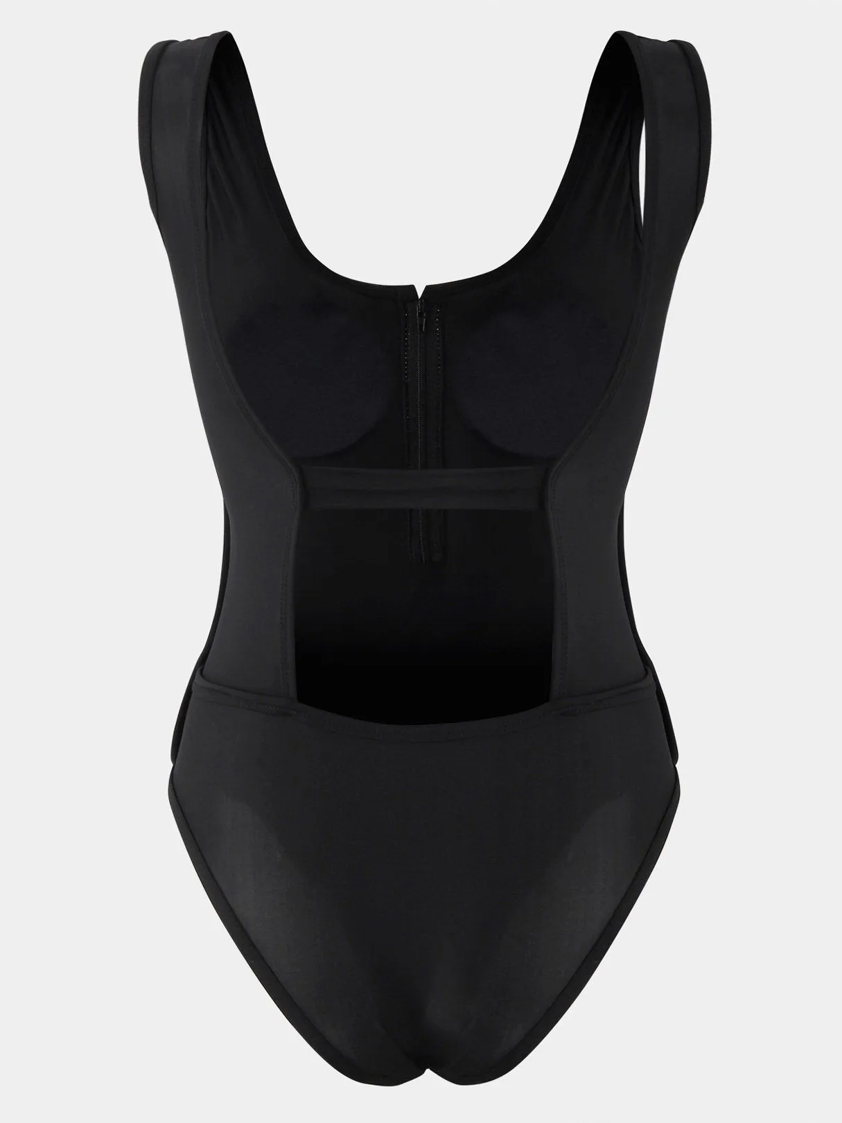 Wholesale Black Deep V Neck Sleeveless Plain Backless Wireless One-Pieces Swimwears