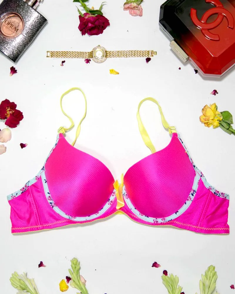 Women Push up Underwire Smoothing Bra - Pink - 678