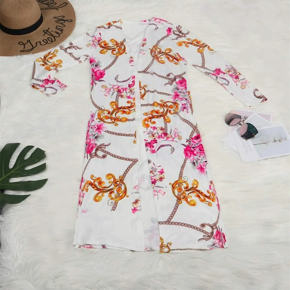 Womens Floral Print Long Sleeve Cardigan Cover up Long Pants 2 Piece Outfits Set