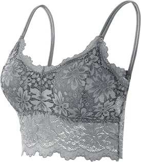 Womens Sexy Lace Camisole Bralette Top with Thin Shoulder Straps Chest Wrap Tops for Outerwear Bralette Crop Top