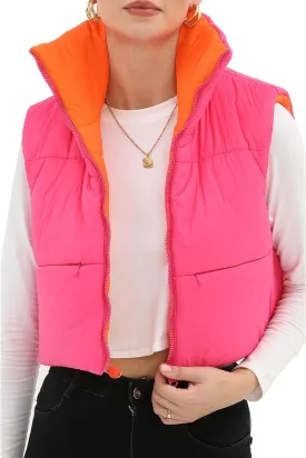 Xeoxarel Women's Crop Puffer Vest with Pockets (XS-XXL)