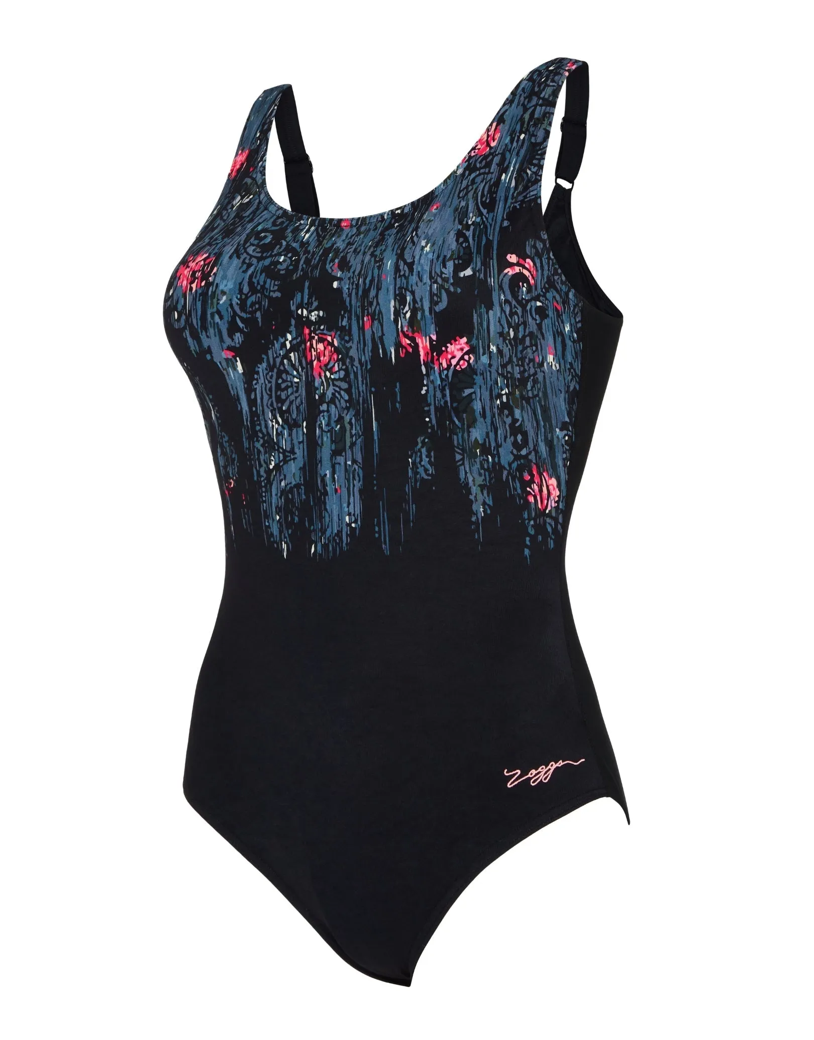 Zoggs Dusk Adjustable Scoopback Swimsuit - Black/Grey